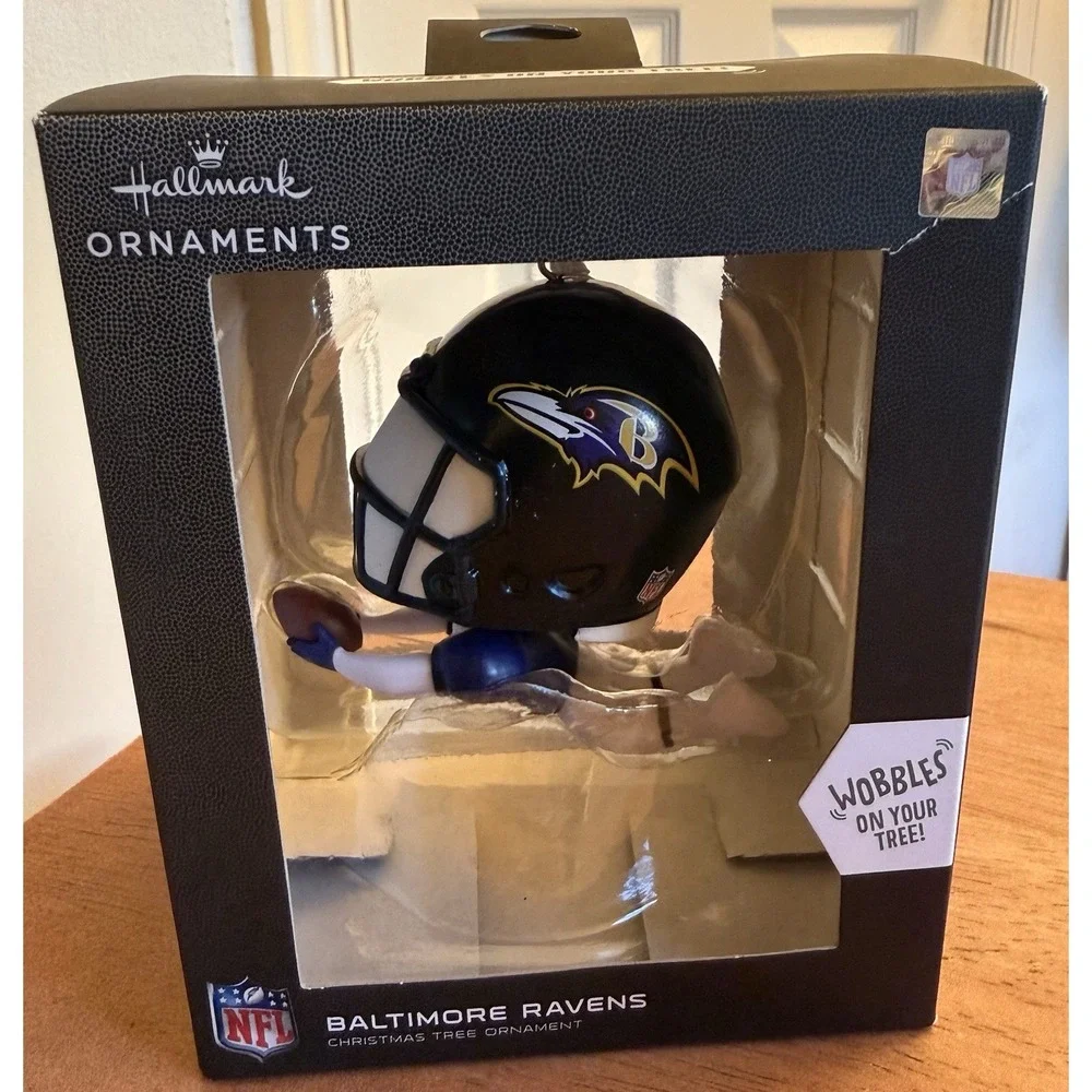 Hallmark NFL Baltimore Ravens‎ Bouncing Buddy Diving Catch Bobble Ornament New
